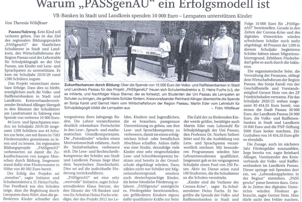 Gruppenbild der Verantwortlichen der Spendenübergabe